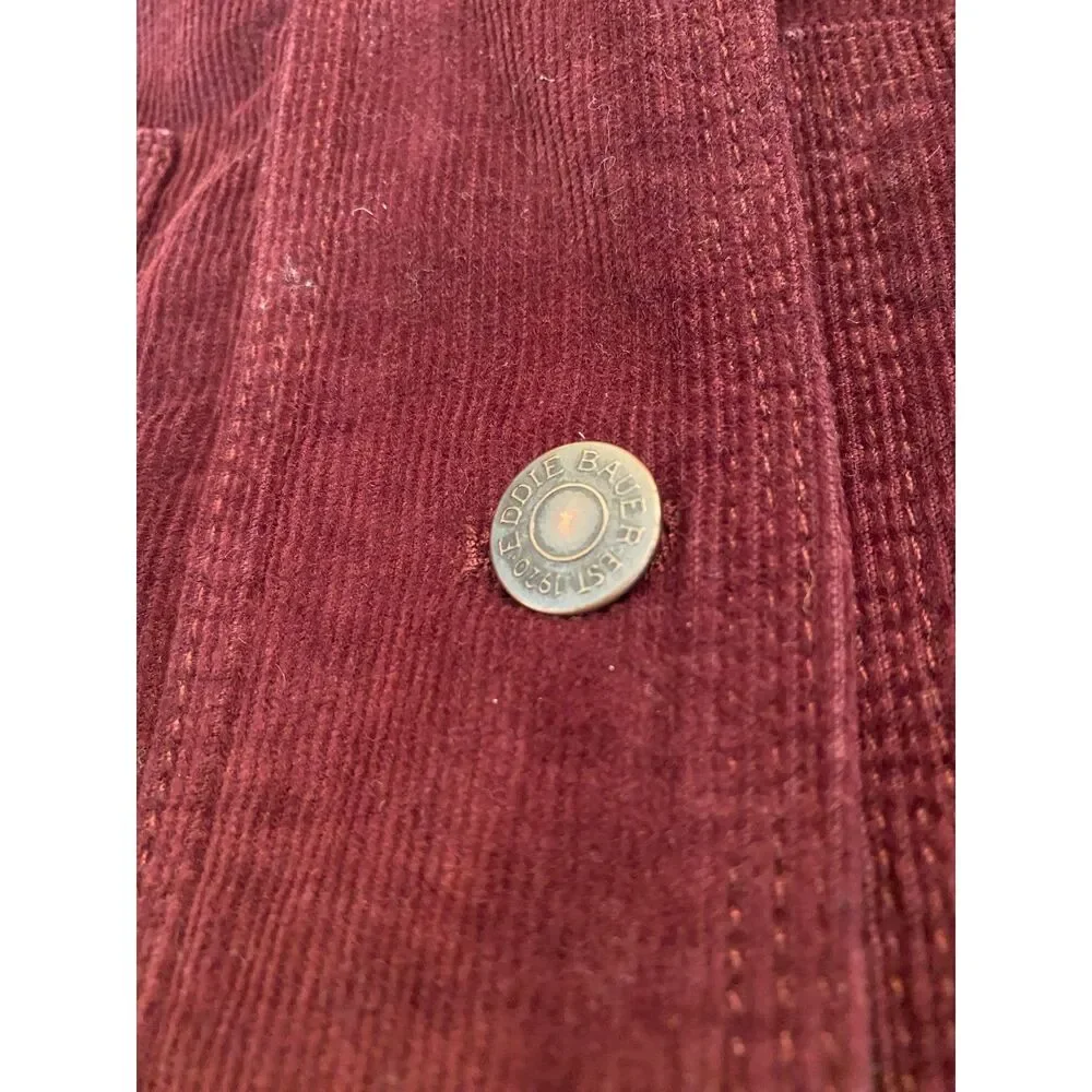 Eddie Bauer Corduroy Trucker Women's Jacket XL Burgundy Workwear Utility NWT - Picture 5 of 9